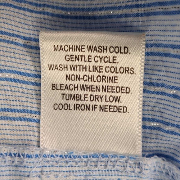 Westport Blue White Pullover Striped Short Ruffle‎ Sleeve Cotton Top Size 1X - Picture 10 of 12